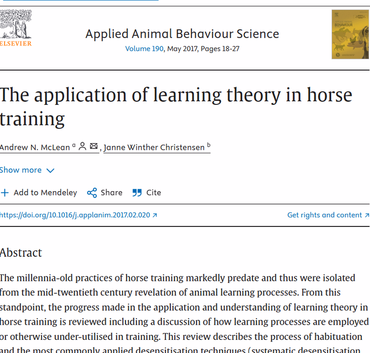 Understanding of Equine Learning Theory